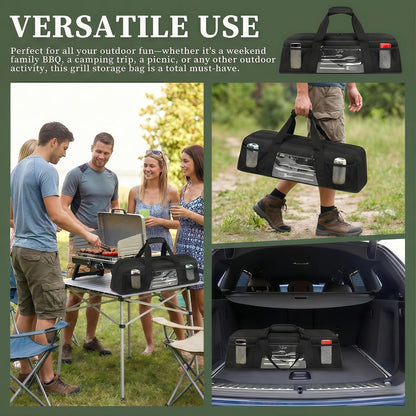 Grill Utensil Storage Bag, Large Grill Tool Storage Caddy with Pockets, BBQ Outdoor Tool Storage Bag for Grilling, Camping, Picnic Accessories (22" L×6.5" W×7.2" H, Bag Only)