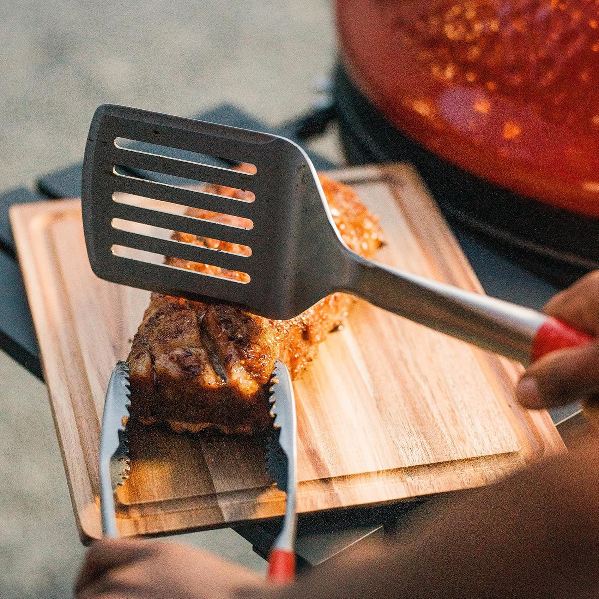 Kamado Joe® Krafted™ Steel Bristle-Free Grill Brush with Scraper, 18-Inch Ergonomic Handle, Replaceable Head, Dishwasher Safe Stainless-Steel BBQ Cleaning Tool