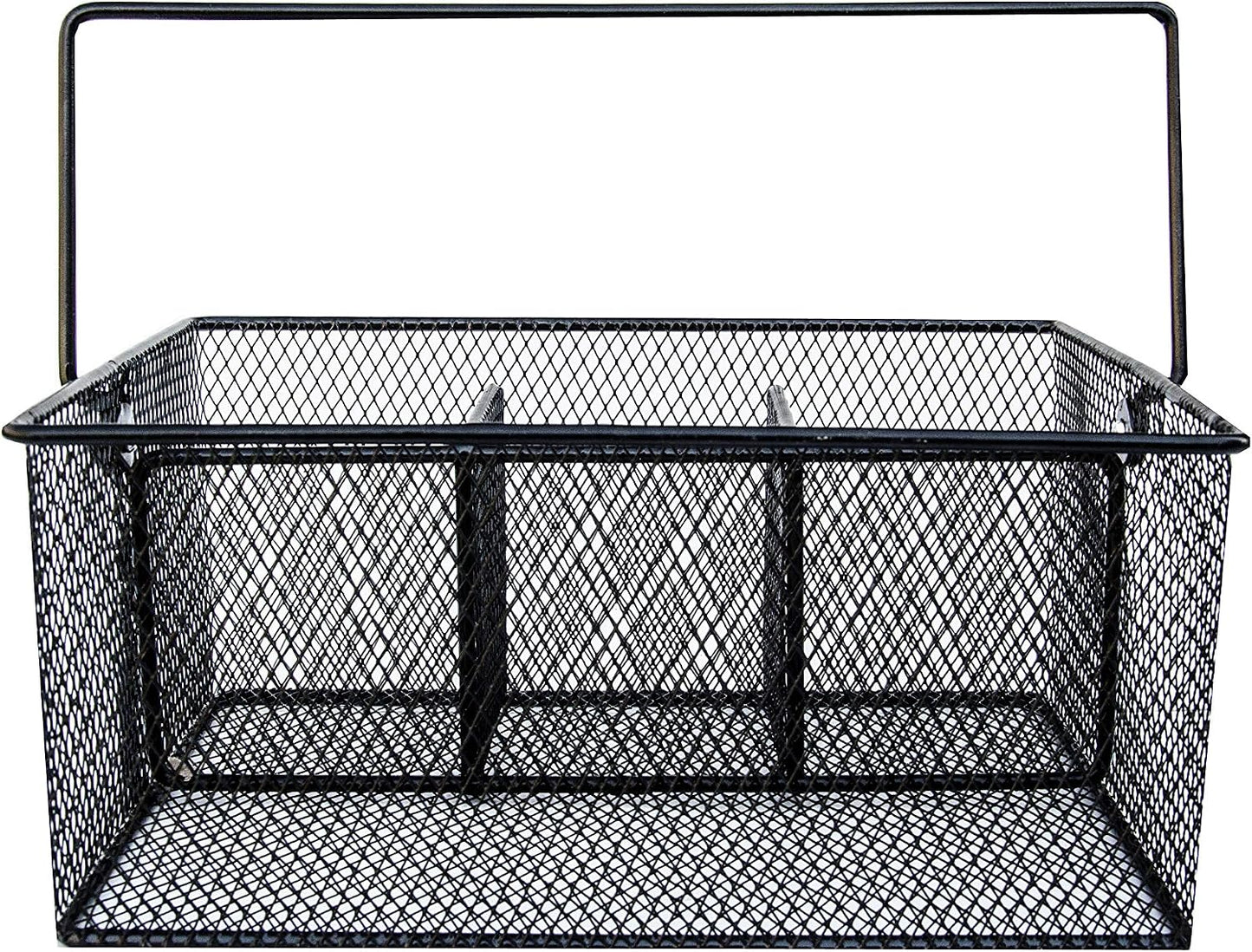 Utensil Caddy - Silverware Caddy for Parties, Spoon Holder, Buffet Organizer for Condiments, Napkin, Forks, Knives - Stainless Steel Flatware Caddy for Home, (Silver)