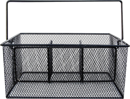 Utensil Caddy - Silverware Caddy for Parties, Spoon Holder, Buffet Organizer for Condiments, Napkin, Forks, Knives - Stainless Steel Flatware Caddy for Home, (Silver)