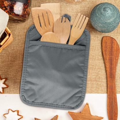 R HORSE 6Pcs Black Pot Holders with Pocket for Kitchen, 7''x 9''