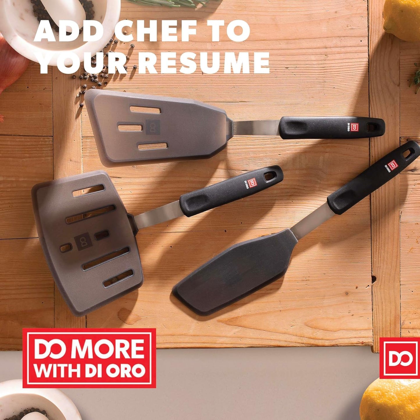 DI ORO Spatulas for Kitchen Use - Forever Warranty - 600°F Heat-Resistant Silicone - Turner Spatula Set for Cooking - BPA Free Wide Pancake Spatulas - Egg Flippers for Nonstick Cookware Safe (3pc)