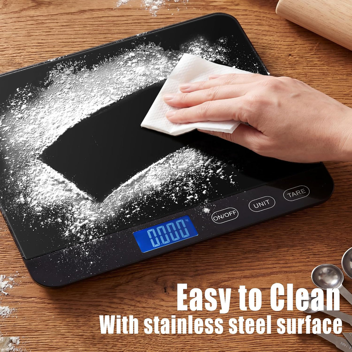 Food Scale 44lb/20kg, Extra-Large Platform Digital Kitchen Scale, 1g/0.1oz High Precision, Stainless Steel/Tempered Glass, Weight Grams and oz for Cooking Baking Meal Prep Sourdough Bread