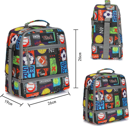Tilami Lunch Bags Insulated Adjustable Strap Zipper, Two Compartments Cooler Bags, Bento Bags for Kids Toddlers (Blue)