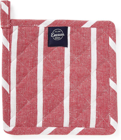 Encasa XO Pot Holders, Quilted Kitchen Hot Pads 8"x8" Black