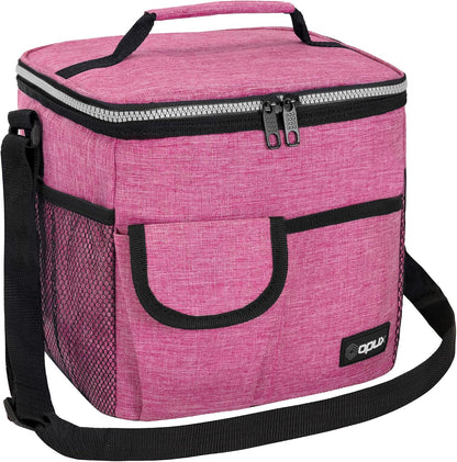 opux Insulated Lunch Bag for Men Women, Leakproof Black Lunch Box for Work, Portable Soft Lunch Cooler Bag with Shoulder Strap, Adult Lunchbox Lunch Pail for Kid Boy Girl School, 14 Can/8L