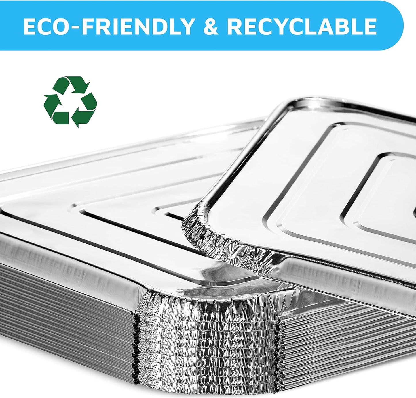 MontoPack Half-Size Aluminium Foil Lids | [100 Pack] Perfect Fit for 9x13 Roasting Pans | Premium Quality for Baking & Catering | Disposable Food Prep Containers Lids