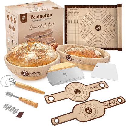 ABIOTO Banneton Baskets with Sourdough Bread Baking Supplies