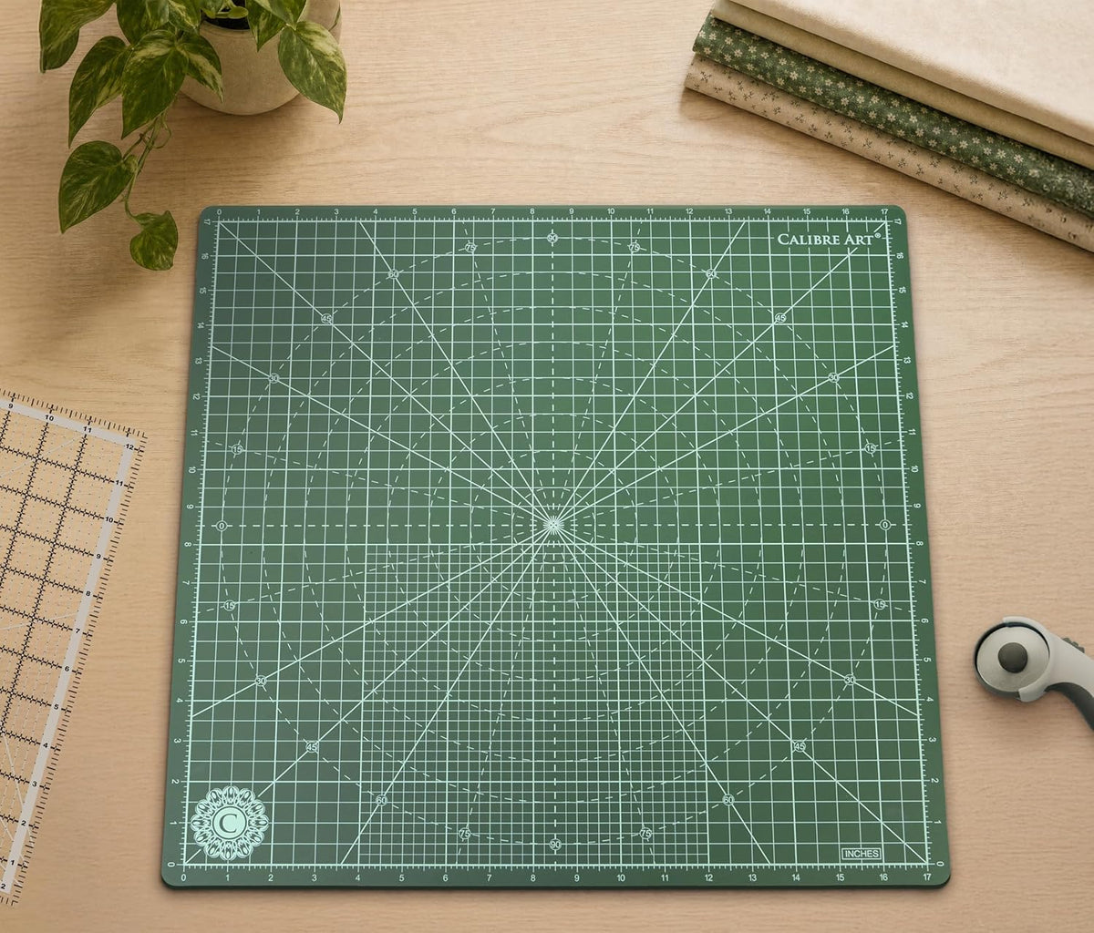 Calibre Art Rotating Self Healing Cutting Mat 18x18 (17" Grid), Quilting
