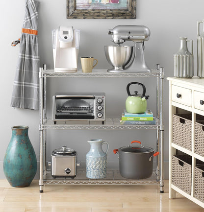 Whitmor 2-Wire Shelving Unit, Metal Storage Shelves, Stacking Shelf with Basket, Easy Assembly Home Organizer for Pantry, Kitchen, Garage, Plant