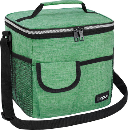 opux Insulated Lunch Bag for Men Women, Leakproof Black Lunch Box for Work, Portable Soft Lunch Cooler Bag with Shoulder Strap, Adult Lunchbox Lunch Pail for Kid Boy Girl School, 14 Can/8L