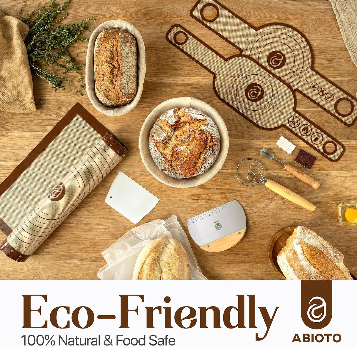ABIOTO Banneton Baskets with Sourdough Bread Baking Supplies