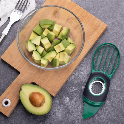 Linoroso Avocado Slicer Tool Kitchen Avocado Knife Set, Good Grips 3-in-1 Avocado Tool with Avocado cutter slicer, Avocado Pit Remover, Avocado Peeler with Cover, Green