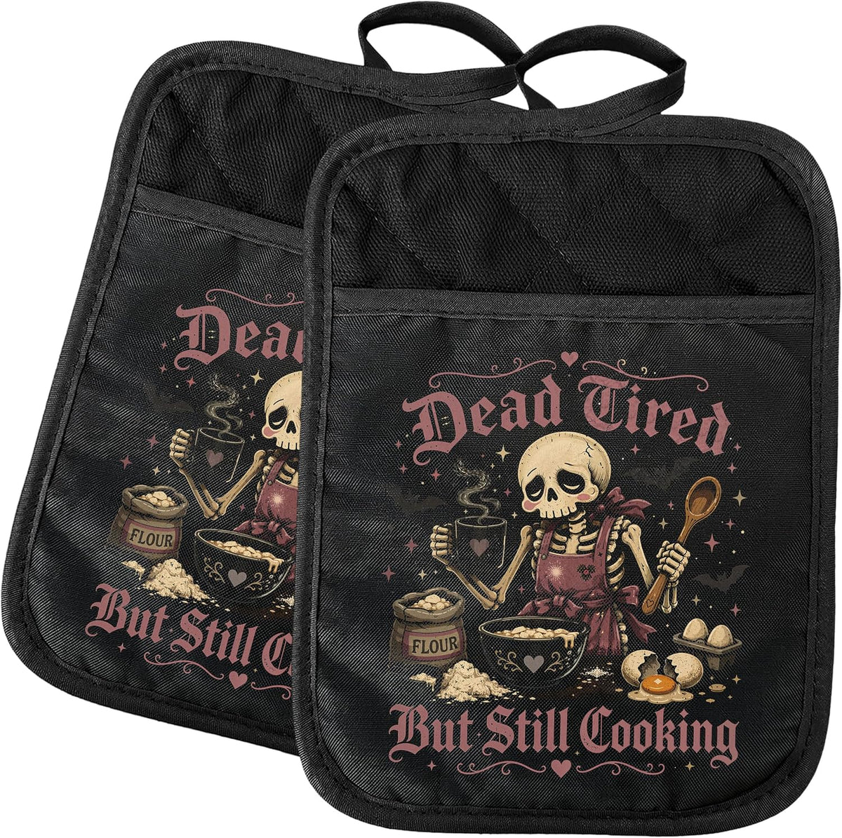 Gothic Cooking Skeleton Chef Pot Holders Heat Resistant