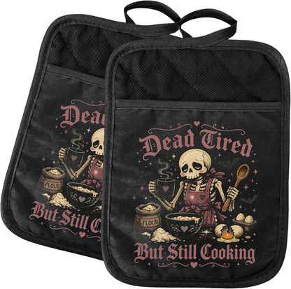 Gothic Cooking Skeleton Chef Pot Holders Heat Resistant
