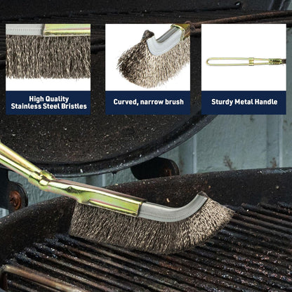 BBQ Grill Brush Set - Large and Small Detailing Grill Cleaner with Stainless Steel Wire Brush BBQ Scrubber Bristles and Ergonomic Handles - Grilling Accessories for Dad by Kings County Tools