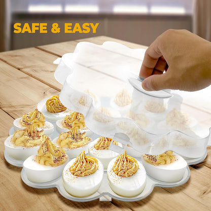 Shop Square Egg Carrier with Lid - 18 Slot Tray for Party, Easter, Thanksgiving - Reusable Egg Platter with Secure Lid (3 Pack)