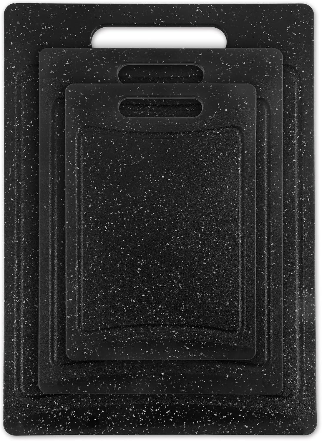 COOK WITH COLOR Non-Slip Cutting Board Set – Kitchen Essentials with Easy Grip Handle for Meat, Veggies, and Fruits, 3 Cutting Boards, Speckled White