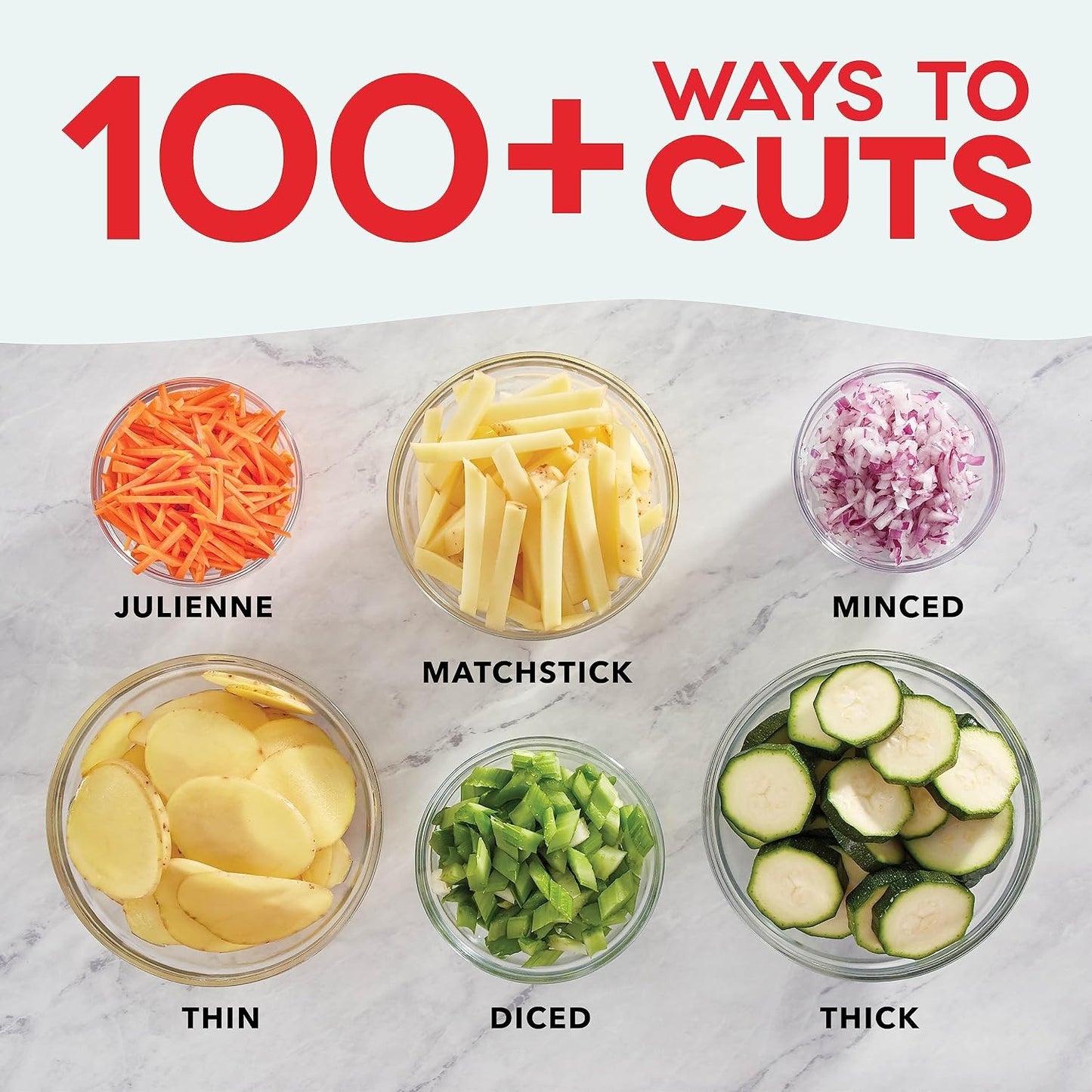 Dash Safe Slice® Mandoline - Compact, Foldable Food Slicer - Slice, Dice, Julienne & More - Perfect for Quick Food Prep - Recipe Guide Included - Cool Grey
