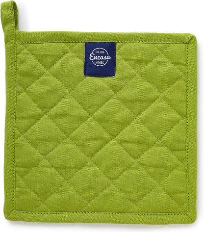 Encasa XO Pot Holders, Quilted Kitchen Hot Pads 8"x8" Black