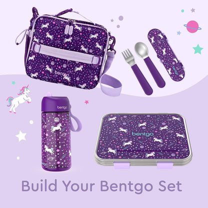 Bentgo Kids Stainless Steel Utensil Set - Reusable Fork, Spoon & Storage Case, PFAS- & BPA-Free, Easy-Grip Handles, Lightweight, Dishwasher Safe, School Lunch, Travel & Outdoors (Dinosaur)