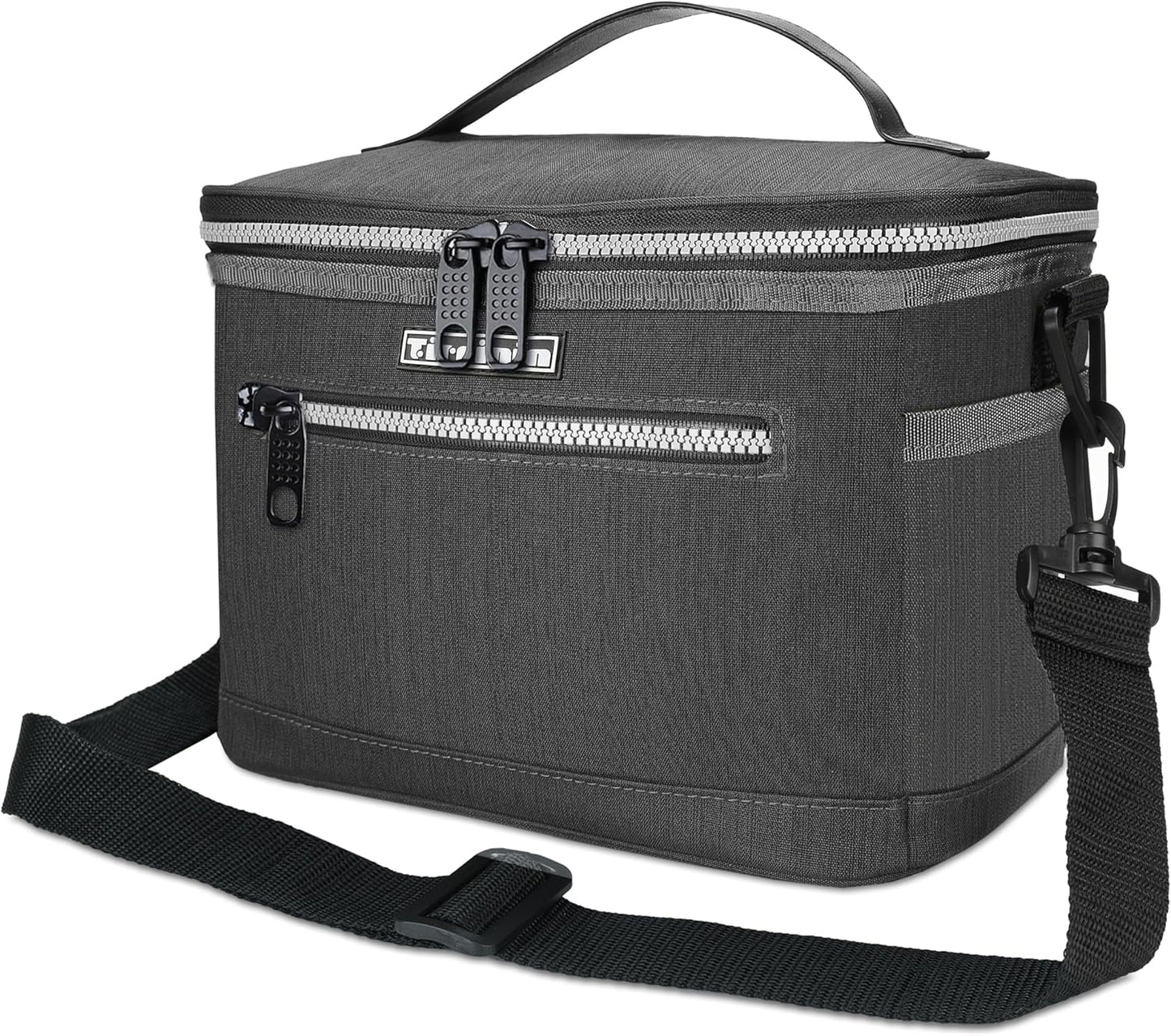 Tirrinia Insulated Lunch Box for Men/Women, Leakproof Lunch Bag for School Work, Large Lunch Tote Kids Boys Girls Student Back to School, Soft Cooler Office Picnic Beach Camping for Adults, Charcoal