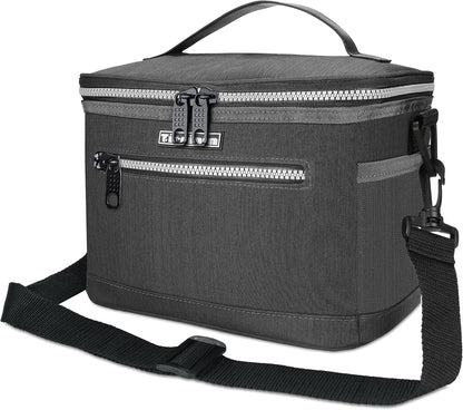 Tirrinia Insulated Lunch Box for Men/Women, Leakproof Lunch Bag for School Work, Large Lunch Tote Kids Boys Girls Student Back to School, Soft Cooler Office Picnic Beach Camping for Adults, Charcoal
