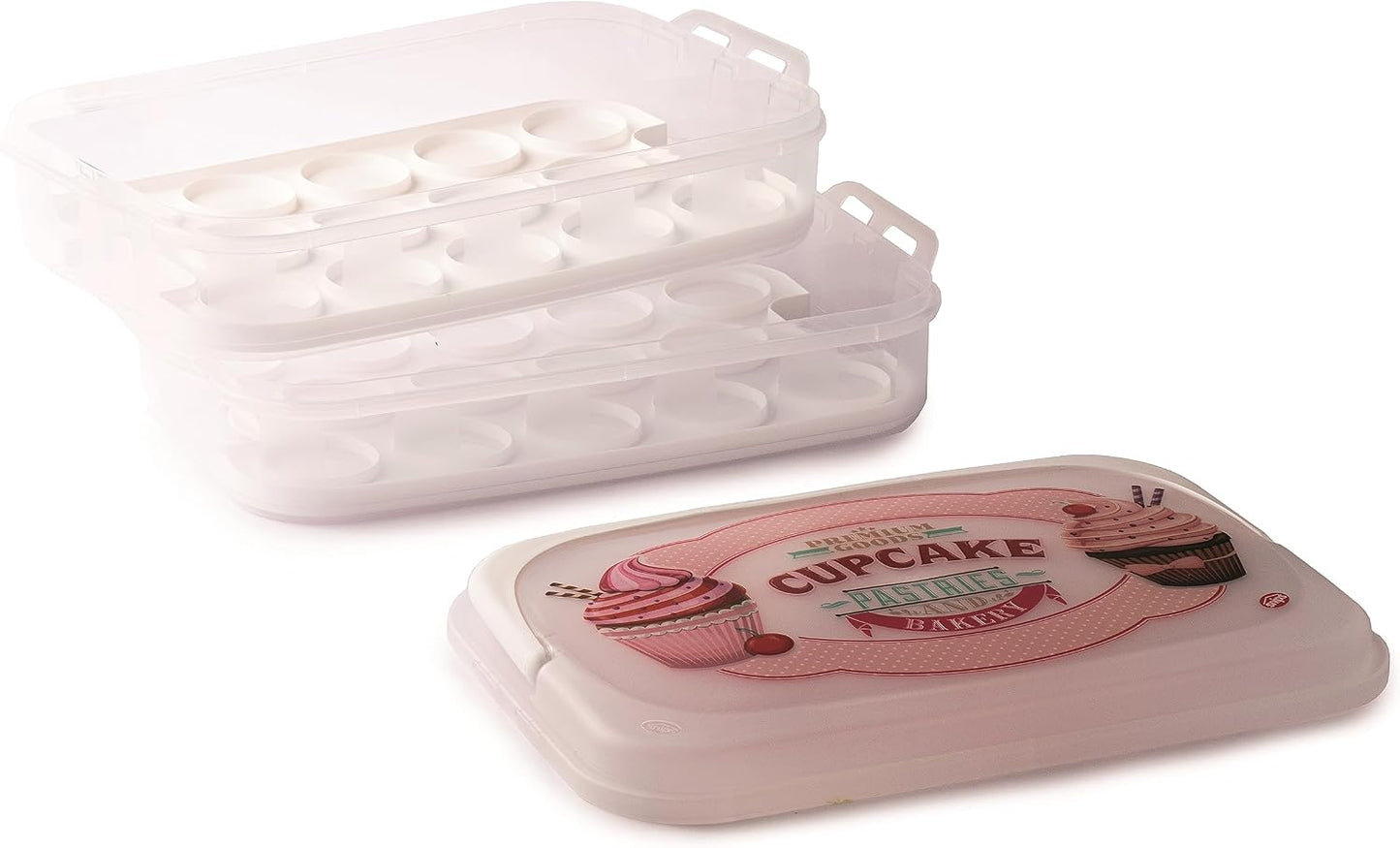 Snips Cupcake Holder 14 Litres White | Double Decorated Container with Double Tray | Made in Italy | BPA-Free