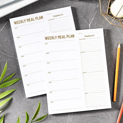 Weekly Meal Planner - Undated Magnetic Notepads with Grocery List, 7" x 9",52 Weeks, Meal Planning Pad for Refrigerator Door with Tear-Off Shopping List, Hanging Food/Menu Organizer Notepad