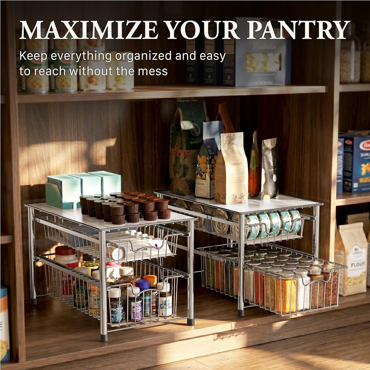 Simple Houseware Stackable Basket Drawer, Chrome