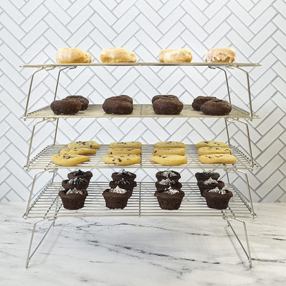 Kitchenatics 4-Tier Stackable Cooling Rack Space Saving Baking Set, 15x10"