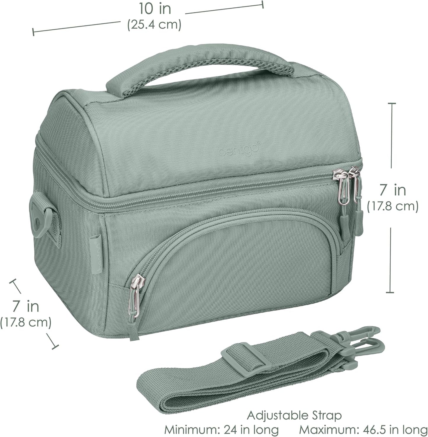Bentgo Deluxe Lunch Bag - Durable and Insulated Lunch Tote with Zippered Outer Pocket, Internal Mesh Pocket, Padded and Adjustable Straps, & 2-Way Zippers - Fits All Lunch Boxes (Blue)