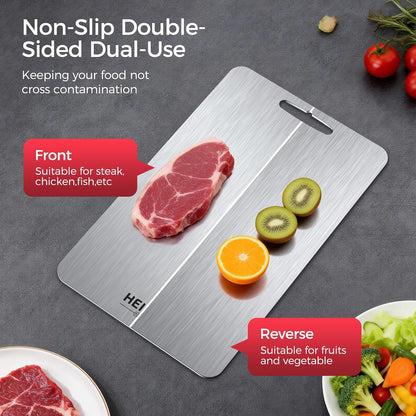 Titanium Cutting Board Set of 3, 100% Pure Titanium Cutting Boards for Kitchen, Non-Toxic, Double-Sided Chopping Boards for Raw & Cooked Food, Handles Included, Dishwasher Safe(S+M+L)