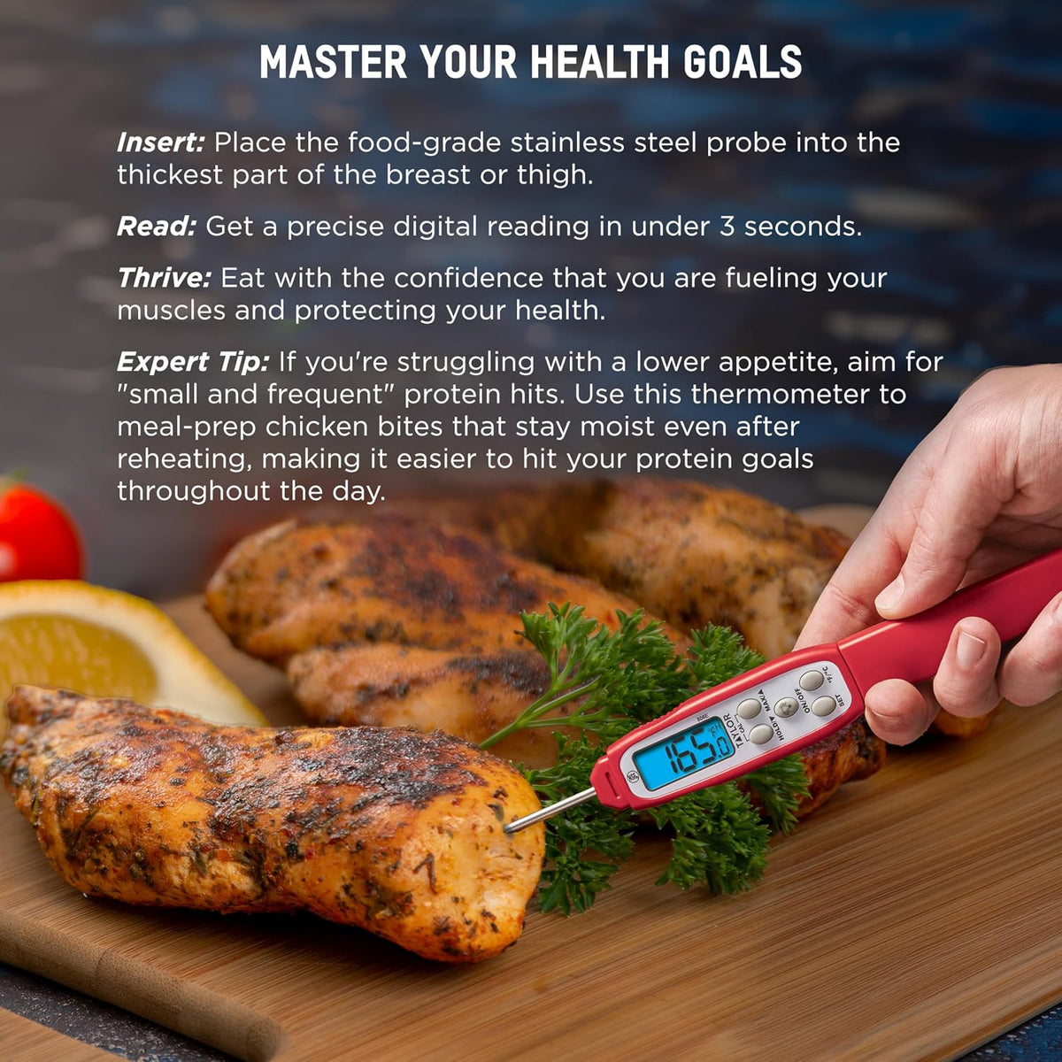 Taylor Digital Instant Read Waterproof Meat Thermometer with Backlight