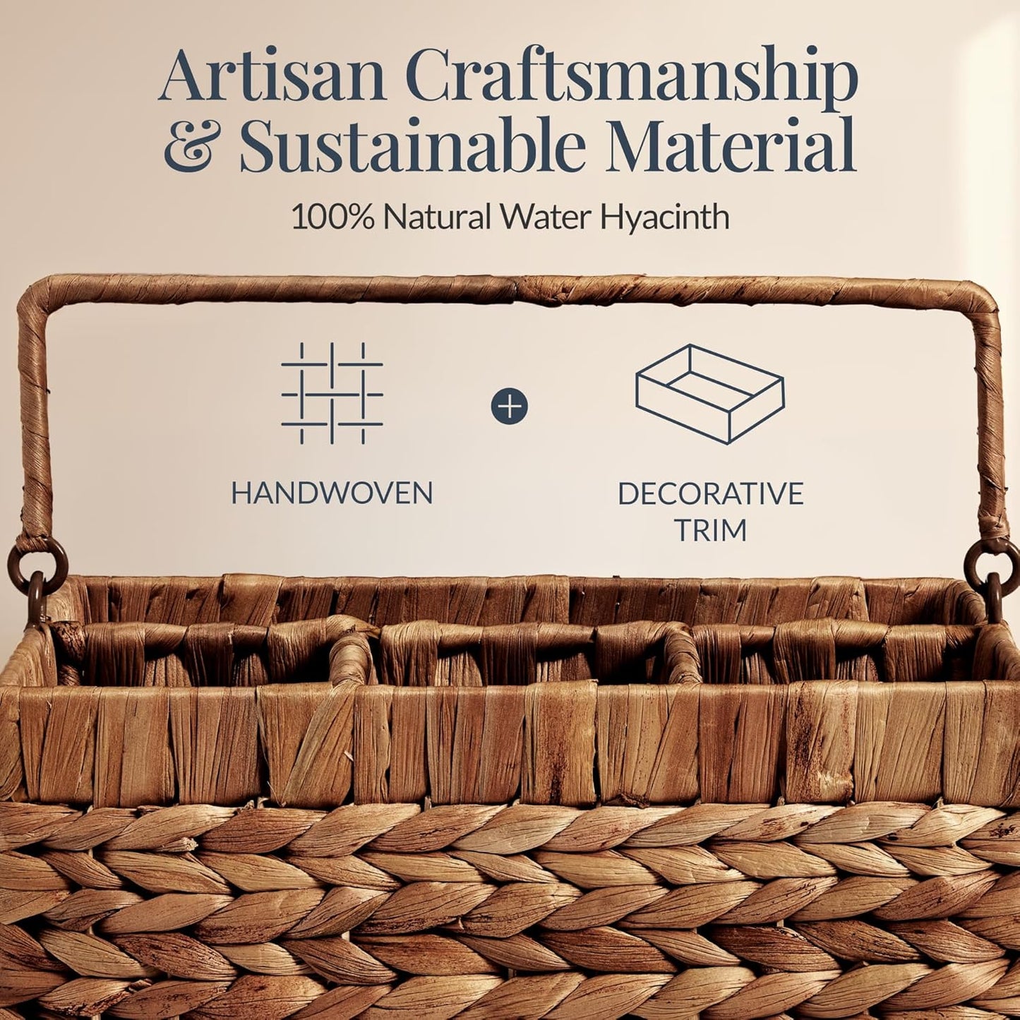 Best Choice Products Handwoven Silverware Organizer w/Handle, 5 Compartment Flatware Organizer, Shelf Storage Basket, Wicker Utensil Caddy, Cutlery Basket Holder for Party, Picnic, BBQ - Chestnut