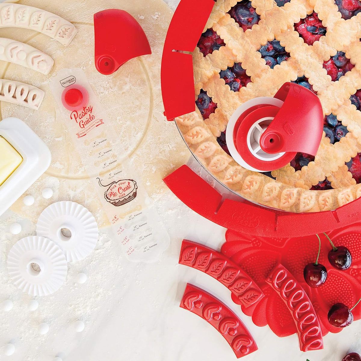 Talisman Designs Pastry Wheel Pie Crust Decorator | Pie Crust Wheel | Pie Crust Decorating Tools | Easy to Use Pastry Wheel | Pie Decorating Tools & Gadgets | Pie Crust Embosser