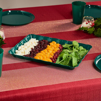 Plasticpro Plastic Serving Trays - Serving Platters Rectangle 9X13 Disposable Party Dish 4 Black Trays