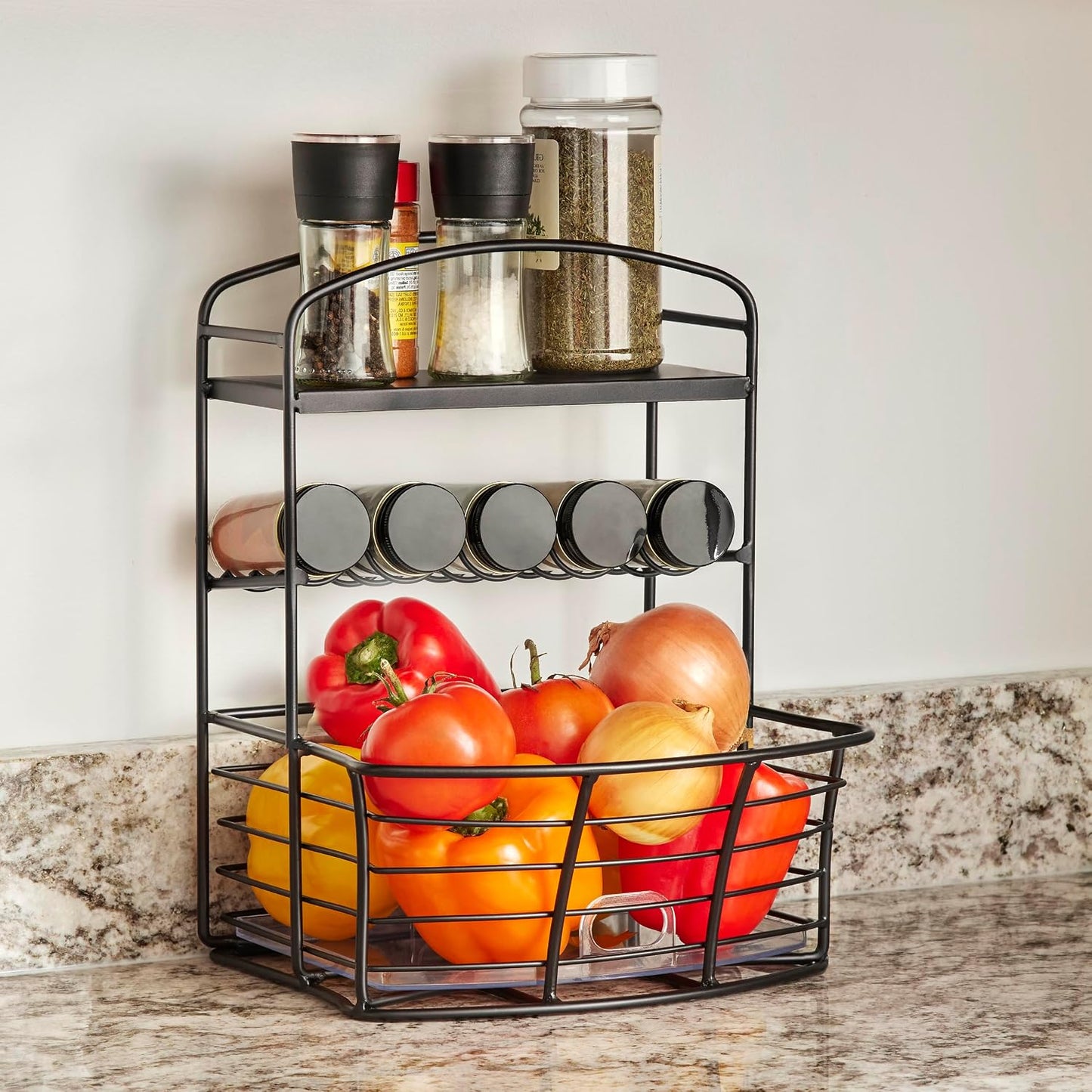 Polder Countertop Storage Bin with Shelf