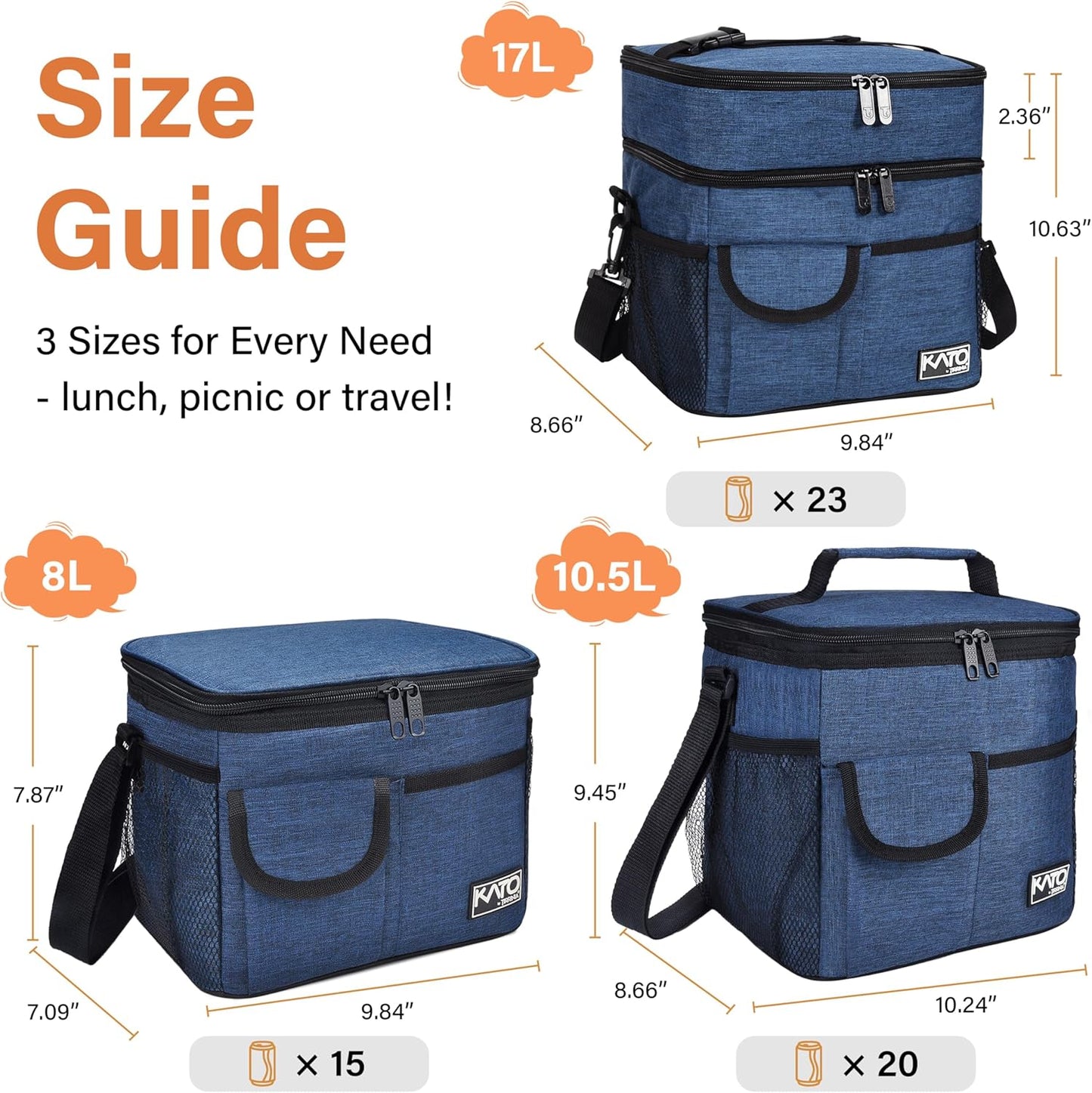 Tirrinia Insulated Lunch Bag for Women Men, Leakproof Lunch Box Containers for Adult, Work, School, Soft Lunchbox for Kids,Boys, Adult Cooler Bag for Picnic Hiking Beach,Charcoal