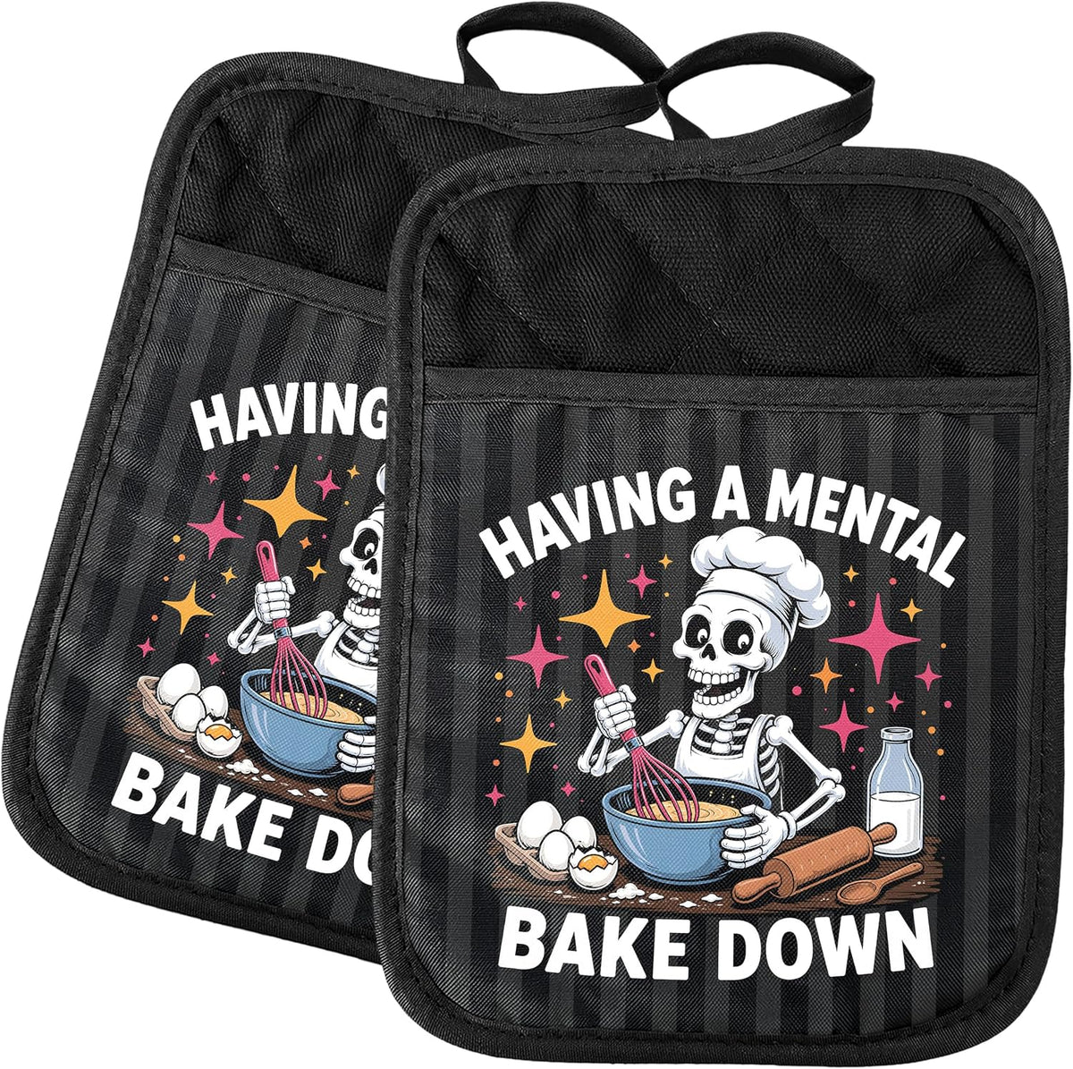 Gothic Cooking Skeleton Chef Pot Holders Heat Resistant