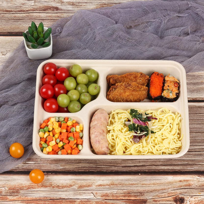23 oz 3 Compartments disposable plates with Lids Plant Fiber 50 Pack