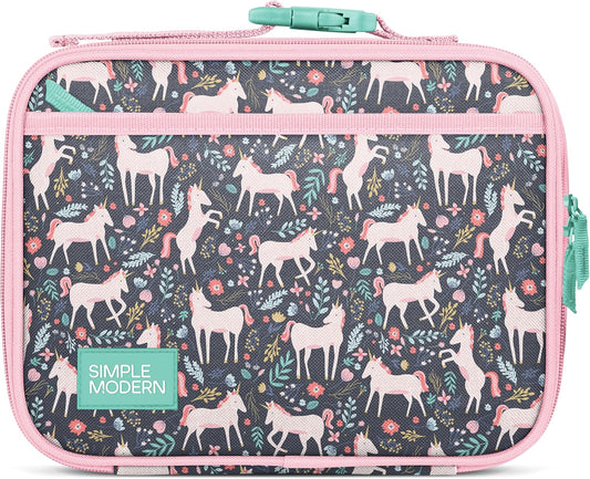Simple Modern Kids Lunch Box for School | Reusable Insulated Lunch Bag for Toddler, Girl, and Boy | Meal Containers with Exterior & Interior Pockets | Hadley Collection | Unicorn Fields - Colors A