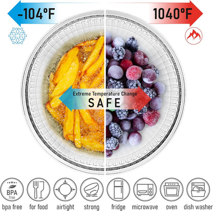 Set of 4 Stackable Space-Saving Nesting Glass Bowls with Airtight Acacia Lids for Lunch, Meal & Food Prep - Microwave & Oven-ready BPA Free Durable Heat Resistant Inert Borosilicate Glass