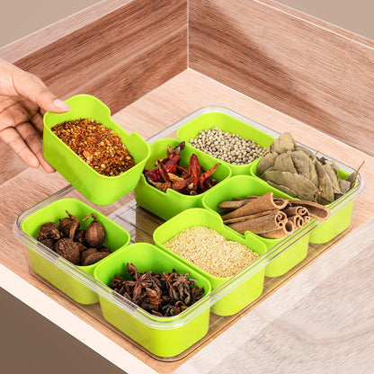 WACOI Divided Snack Serving Tray with Lid and Handle travel Snackle Box Charcuterie Container Portable Storage Organizer for Candy, Fruits, Nuts, Snacks 1Pack White