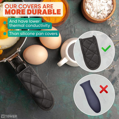 Cast Iron Skillet Handle Covers - 2Pcs Iron Skillet Heat Resistant Kitchen Pan Covers for Cooking Cast Accessories - Pot Handle Heat Resistant Sleeves Accessories