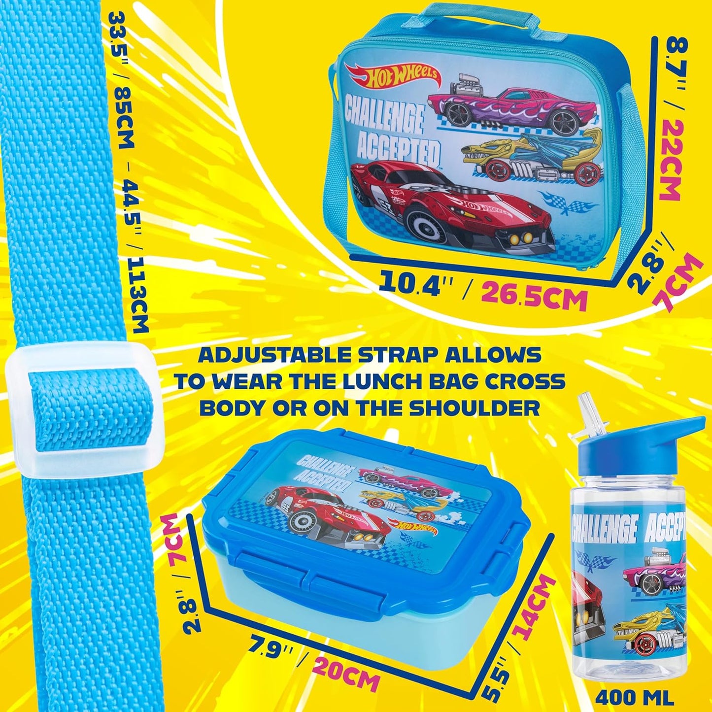 Get Trend SpongeBob Squarepants Water Bottle Lunch Box Lunch Bag Kids Set 3 Pcs Insulated Snack Bag for School Travel Gifts for Kids (Blue SpongeBob)