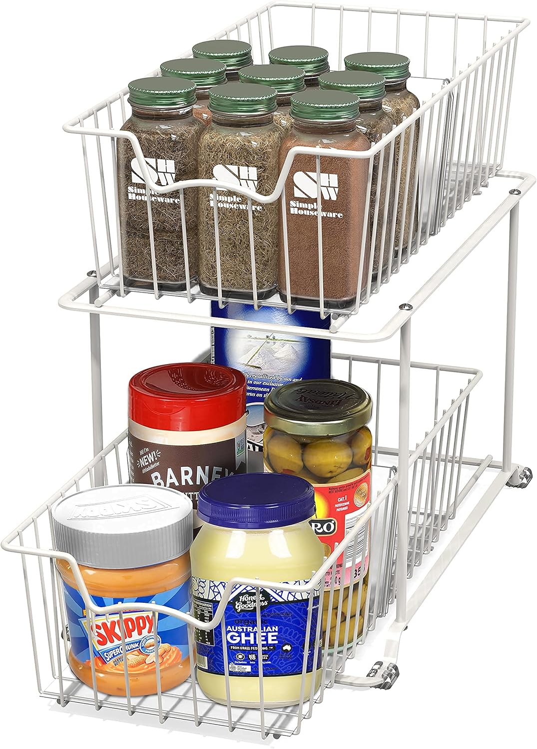 Simple Houseware 2 Tier Cabinet Wire Basket Drawer Organizer, Grey