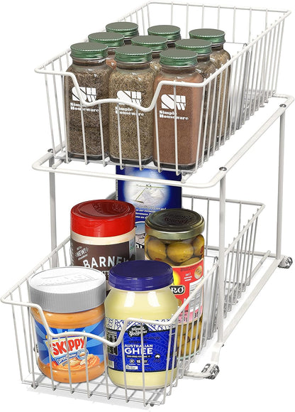 Simple Houseware 2 Tier Cabinet Wire Basket Drawer Organizer, Grey