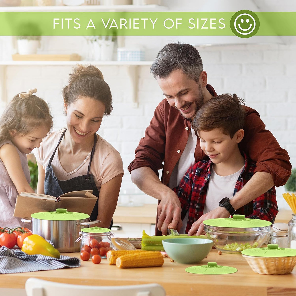 Silicone Bowl Lids Blue Set of 5 Reusable Suction Seal Covers for Bowls, Pots, Cups. Food Safe. Natural grip, interlocking handles for easy use and storage.