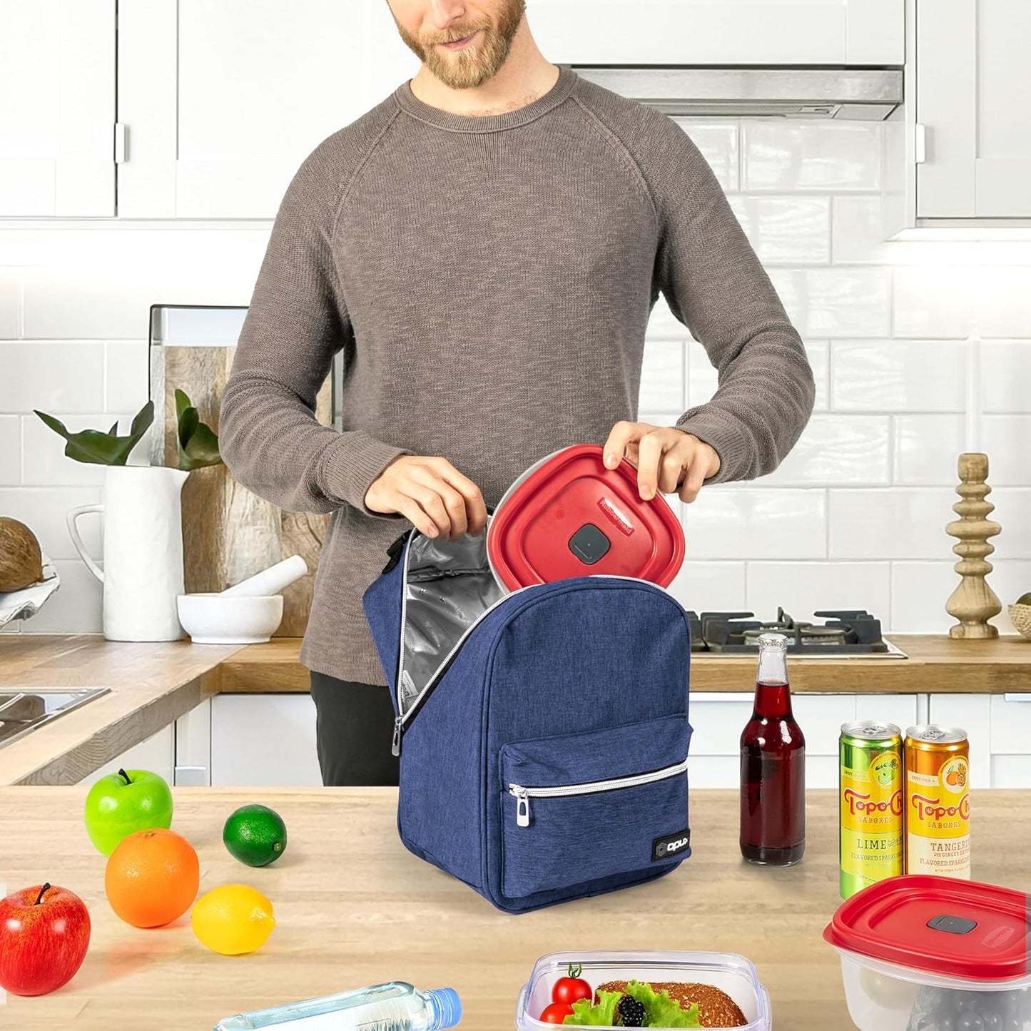 opux Lunch Box for Girls Boys Kids, Insulated Leakproof Lunch Bag, Reusable Teen Lunch Boxes for School, Medium Large lunchbox for Women Men Adult for Work with Front Back Pocket (Purple)